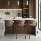 Brown Shearling Bar Stools (2) | OROA Modern Josephine | Oroa.com