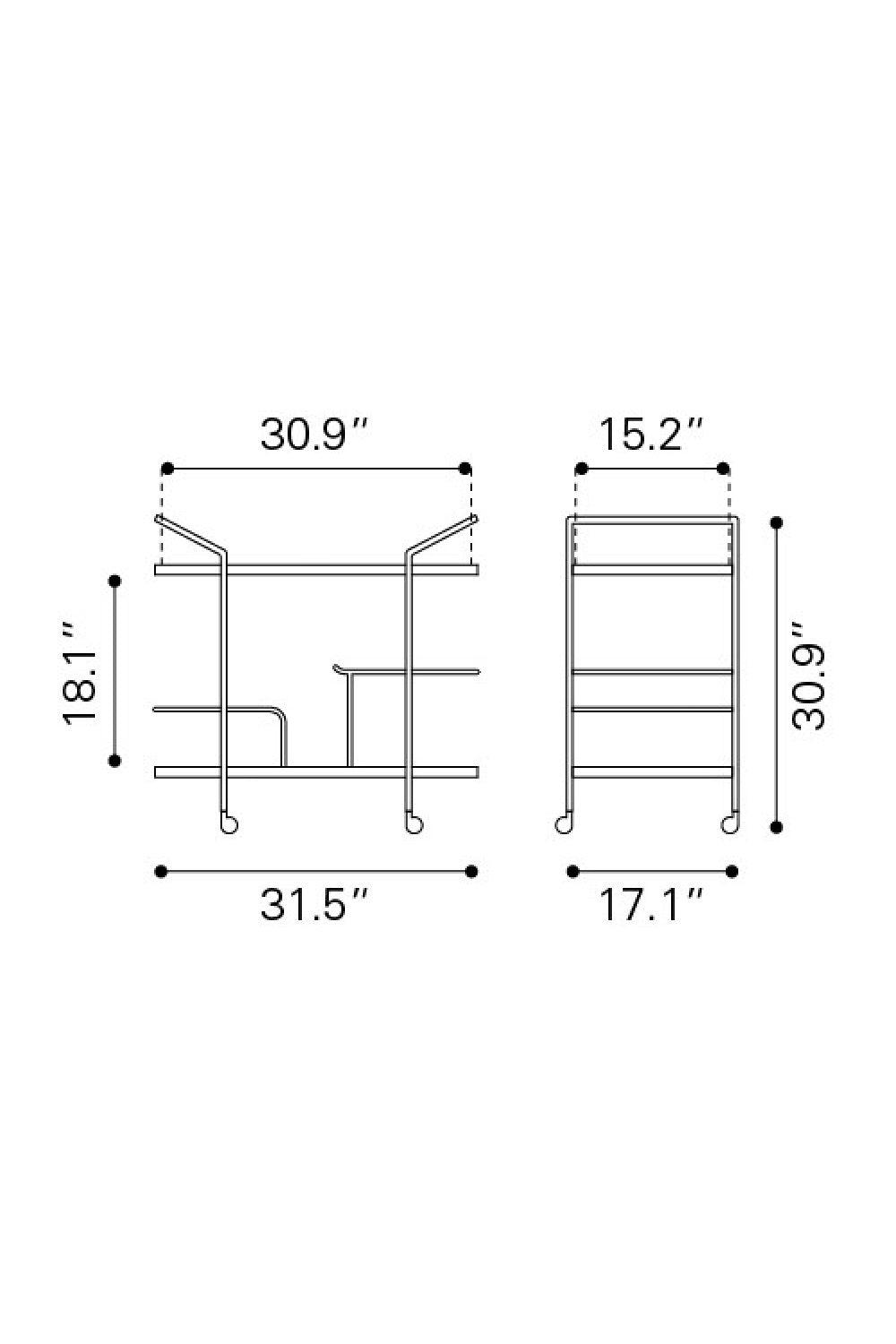 Gold Framed Oval Bar Cart | OROA Modern Antalya | Oroa.com