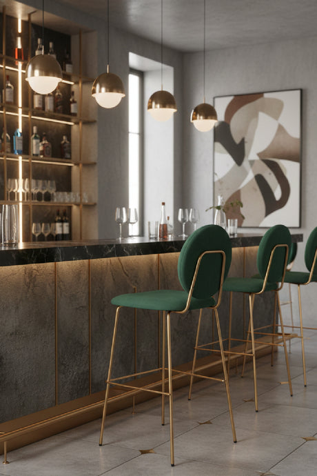 Green Velvet Bar Stools (2) | OROA Modern Odessa | Oroa.com
