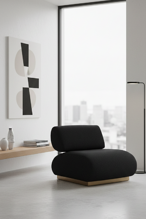 Black Textured Fabric Accent Chair | OROA Modern Barsa