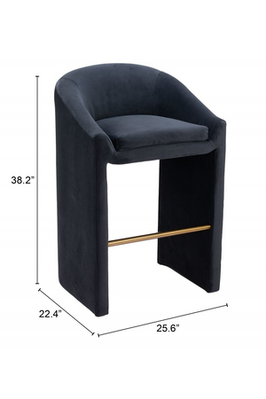 Dark Gray Velvet Bar Stool | OROA Modern Emas | Oroa.com
