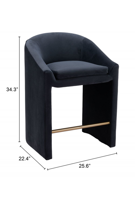 Dark Gray Velvet Counter Stool | OROA Modern Emas | Oroa.com
