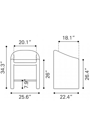 Dark Gray Velvet Counter Stool | OROA Modern Emas | Oroa.com
