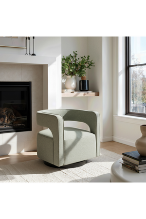 Sage Green Curved Swivel Chair | OROA Modern Turku | Oroa.com
