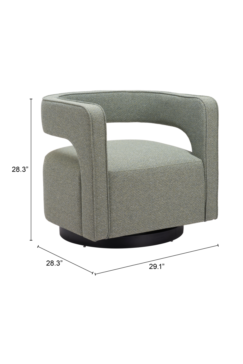 Sage Green Curved Swivel Chair | OROA Modern Turku | Oroa.com