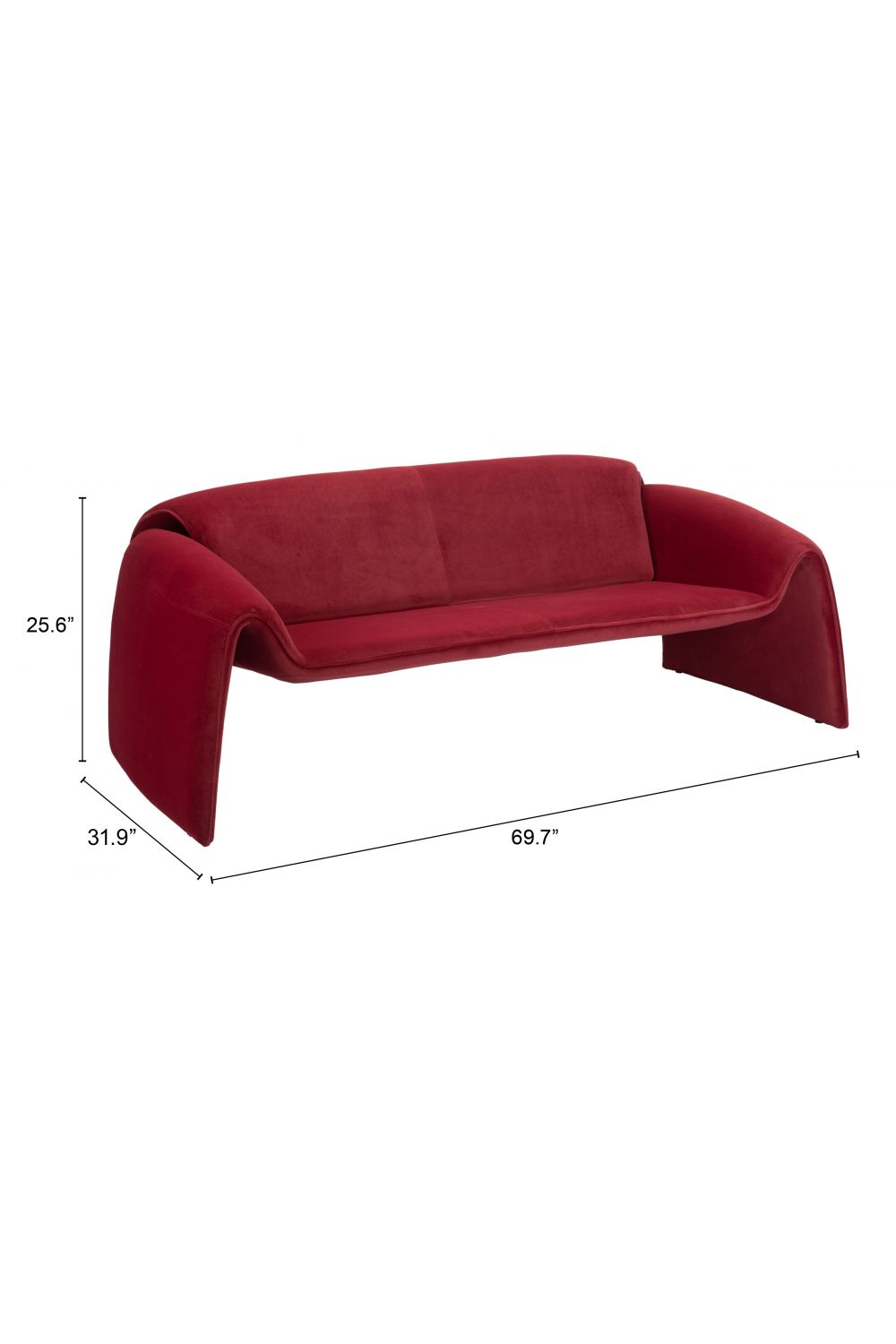 Red Velvet Sofa | OROA Modern Horten | Oroa.com