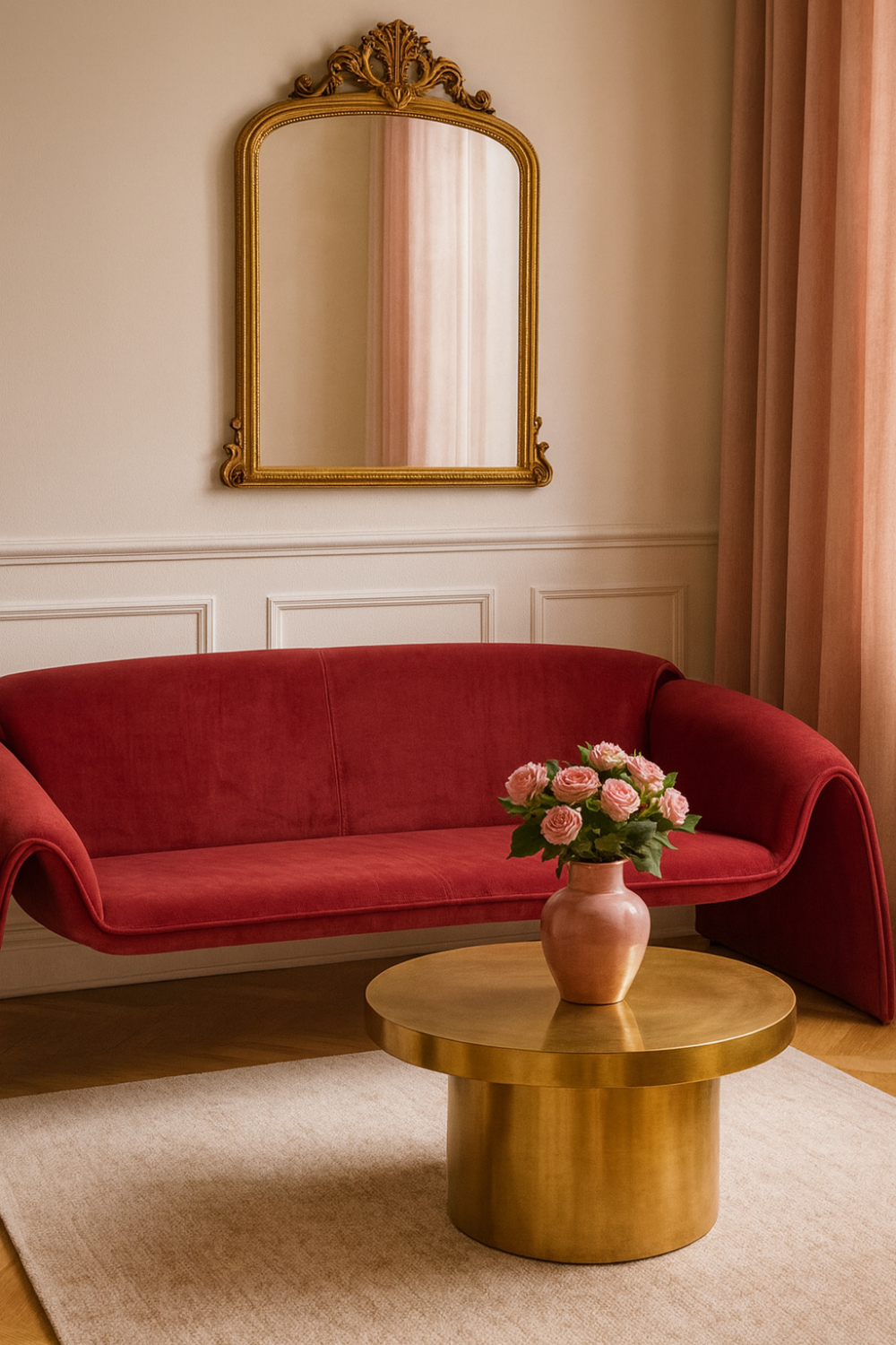 Red Velvet Sofa | OROA Modern Horten | Oroa.com