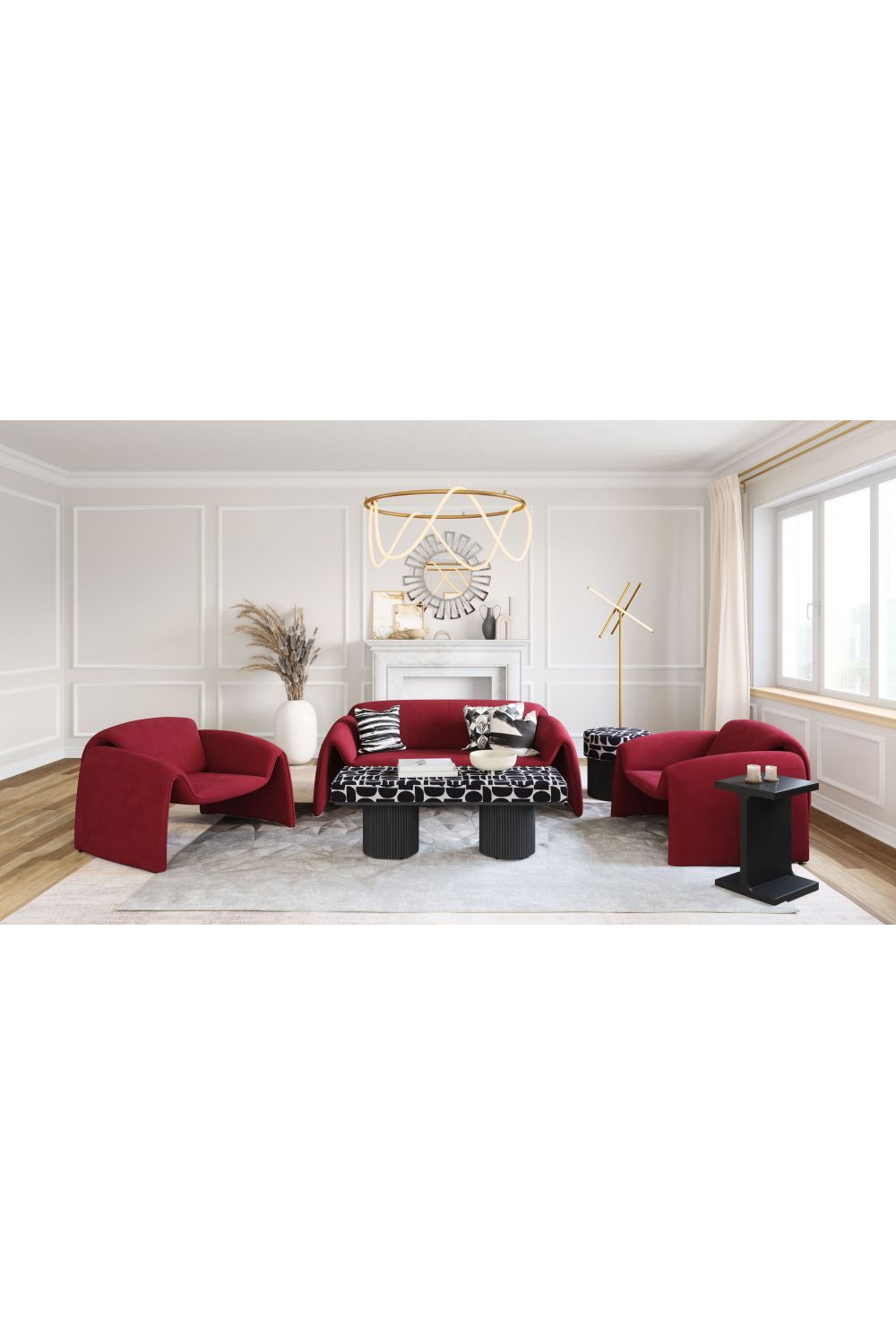 Red Velvet Sofa | OROA Modern Horten | Oroa.com