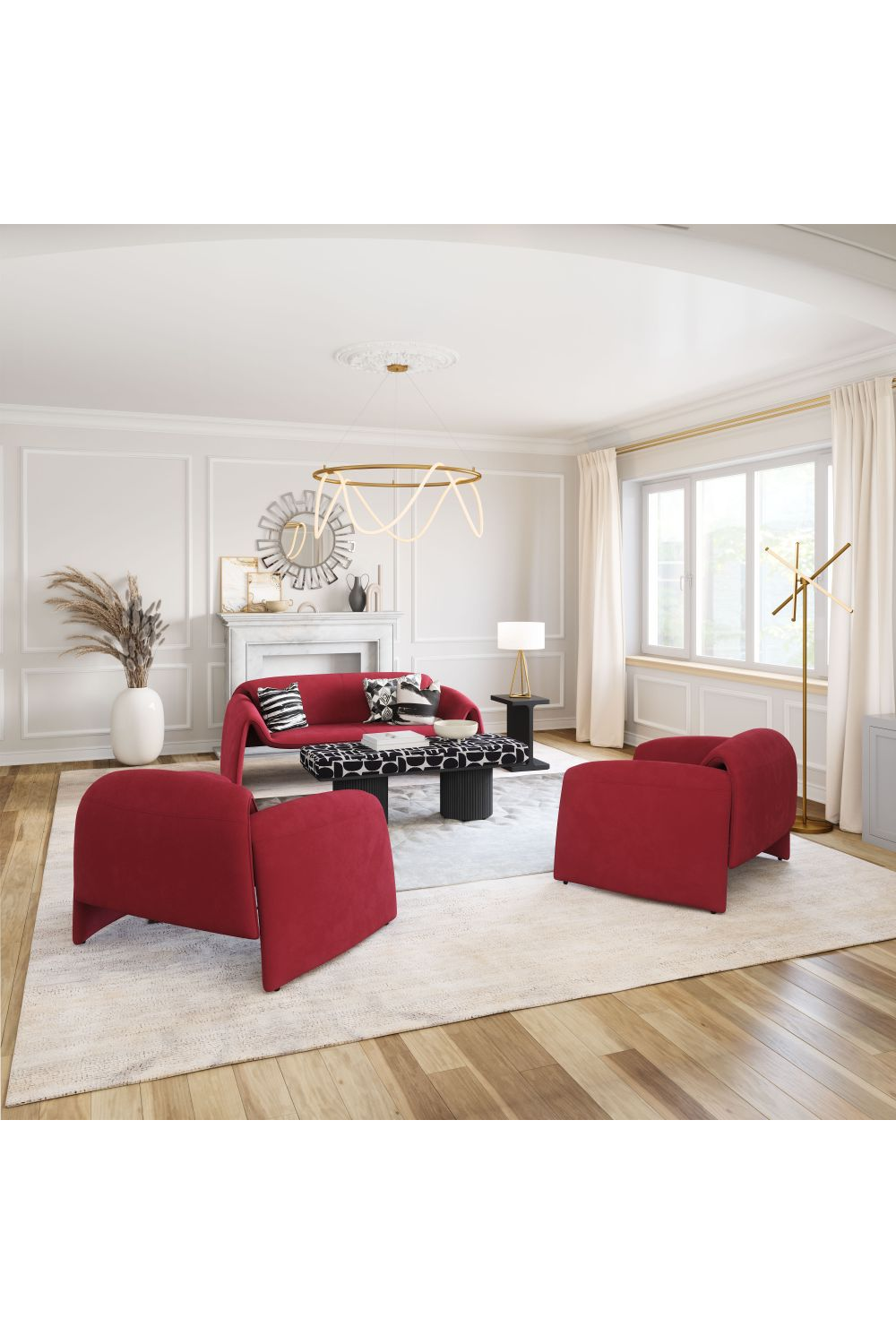 Red Velvet Sofa | OROA Modern Horten | Oroa.com