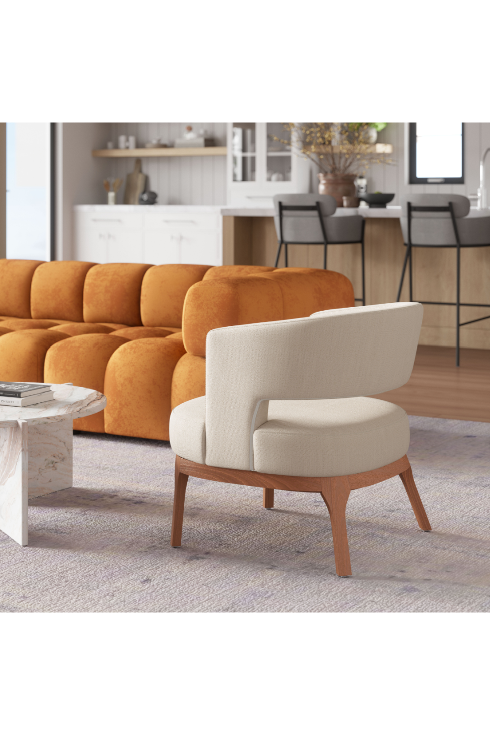 Beige Vinyl Accent Chair | OROA Modern Penryn | Oroa.com