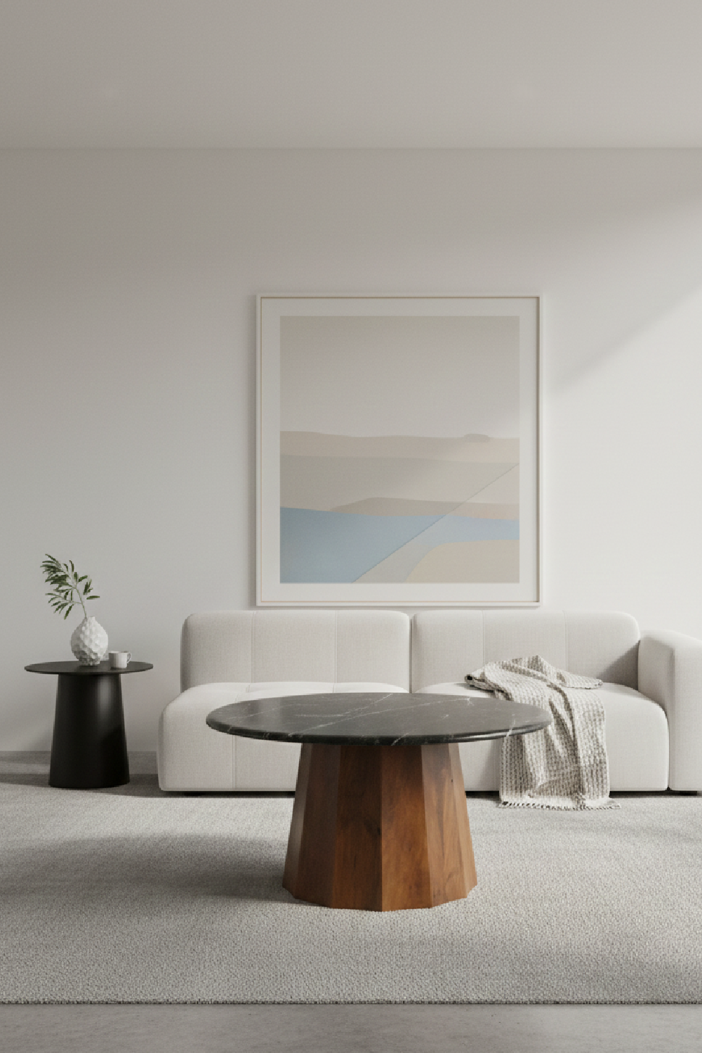 Black Marble Round Coffee Table | OROA Modern Aipe