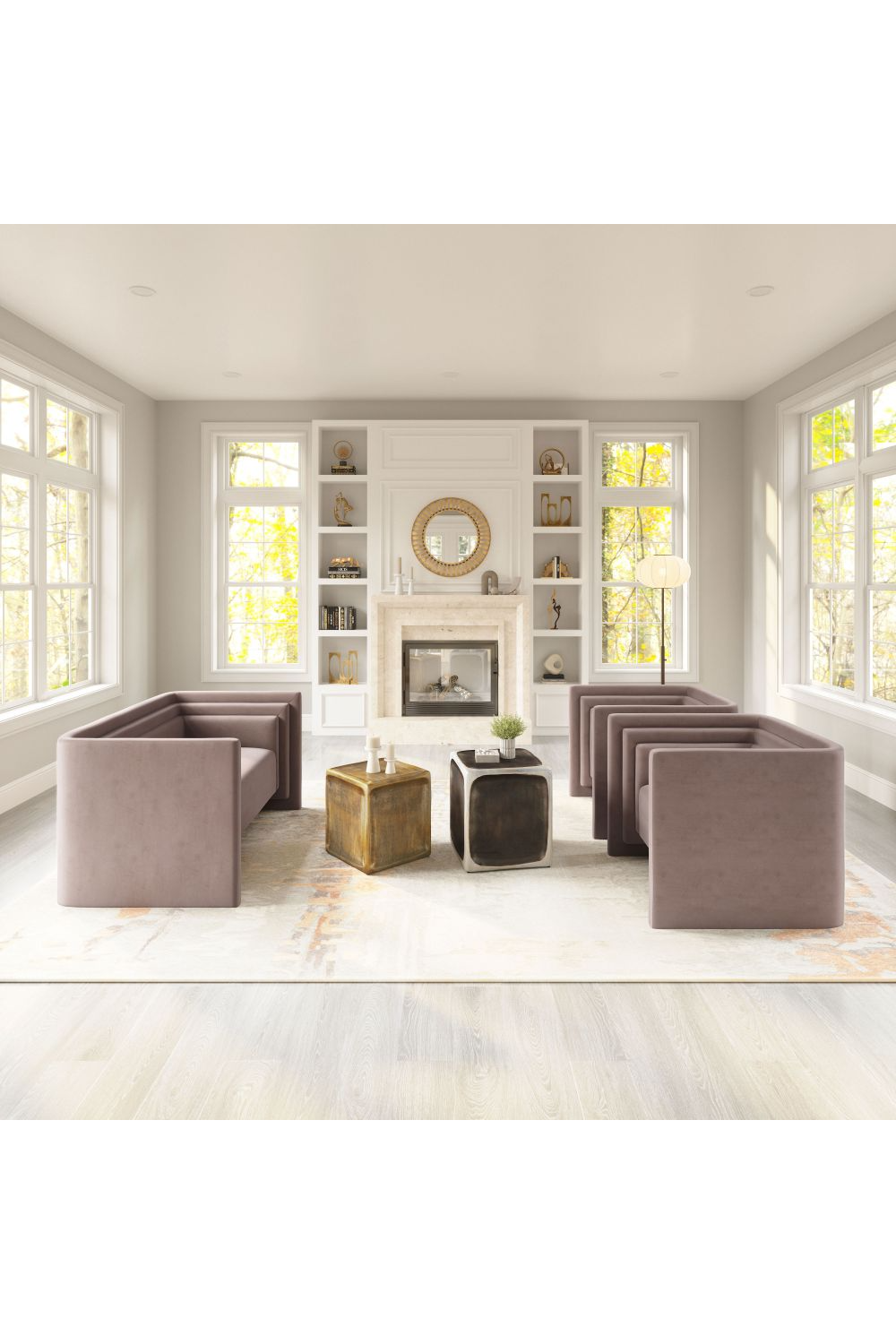 Taupe Velvet Loveseat | OROA Modern Trippel | Oroa.com