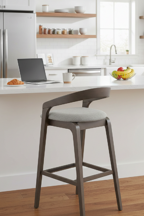 Gray Padded Seat Bar Stools (2) | OROA Modern Troy