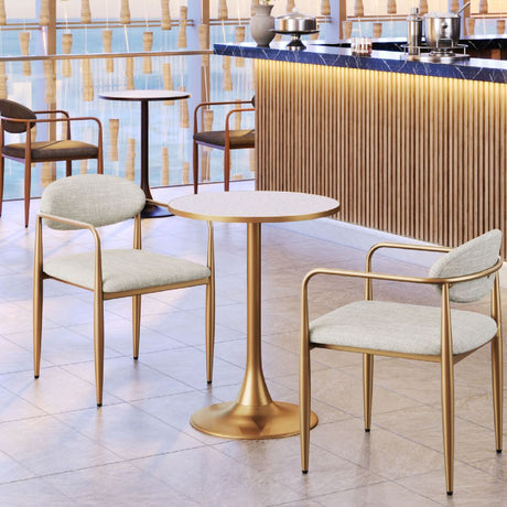 Gold Metal Pedestal Bar Table | OROA Modern Bite | Oroa.com