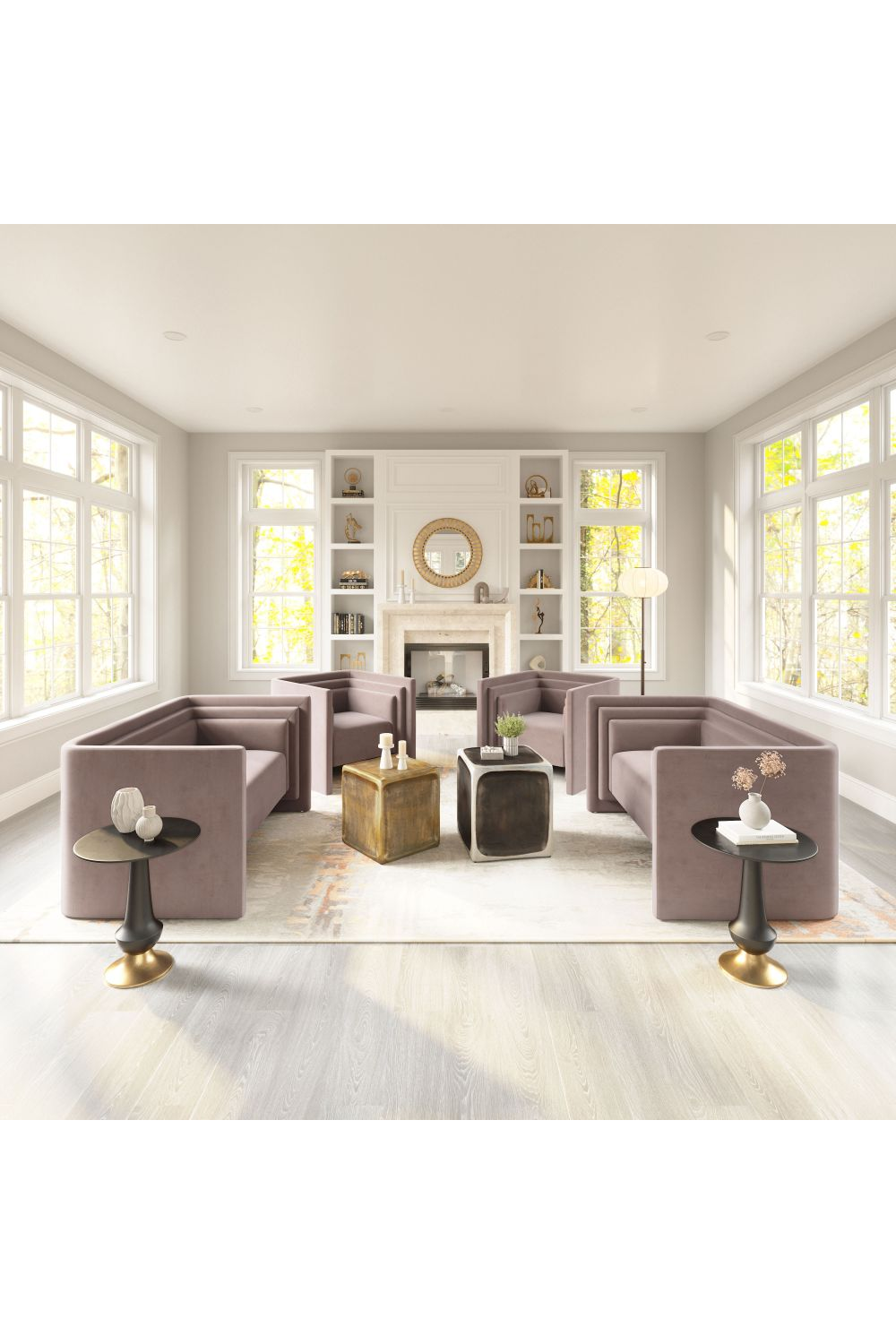 Taupe Velvet Angular Lounge Chair | OROA Modern Trippel | Oroa.com