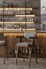 Rubberwood Framed Counter Stools (2) | OROA Modern Delhi