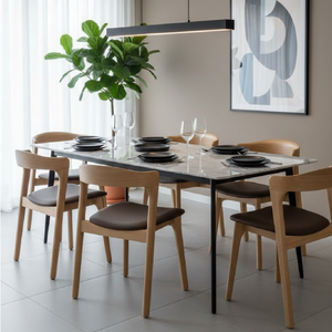   Brown Leather Seat Dining Chairs (2) | Oroa.com
