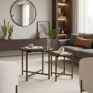 Black Cast Glass Coffee Tabled (2) | OROA Modern Gema