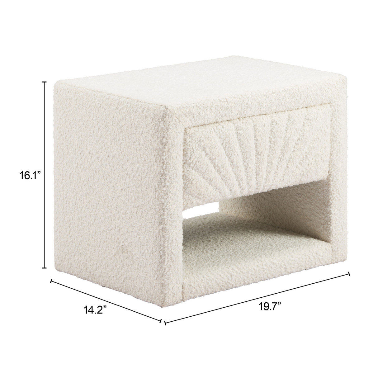 White Fabric 1-Drawer Nightstand | OROA Modern Barris | Oroa.com