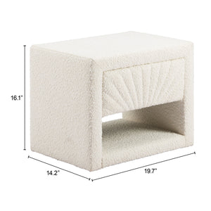 White Fabric 1-Drawer Nightstand | OROA Modern Barris | Oroa.com