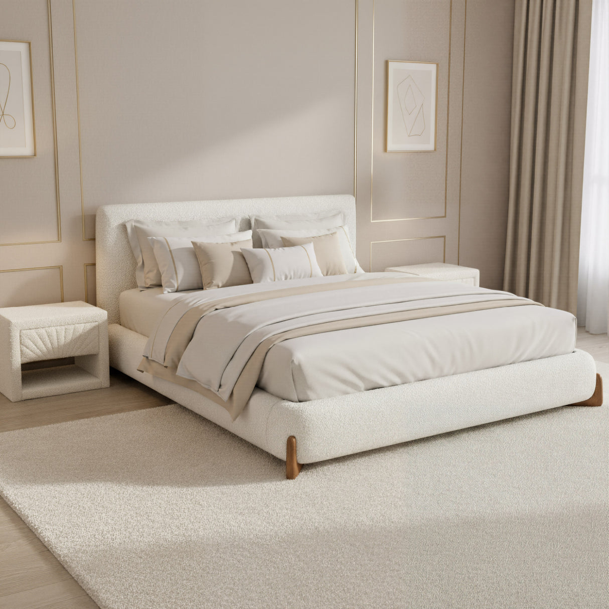 White Fabric 1-Drawer Nightstand | OROA Modern Barris | Oroa.com