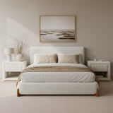 White Fabric 1-Drawer Nightstand | OROA Modern Barris | Oroa.com