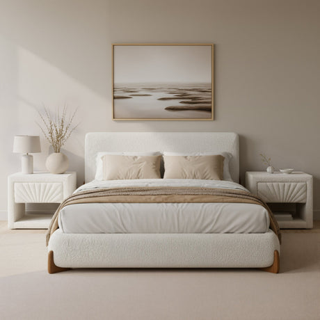 White Fabric 1-Drawer Nightstand | OROA Modern Barris | Oroa.com