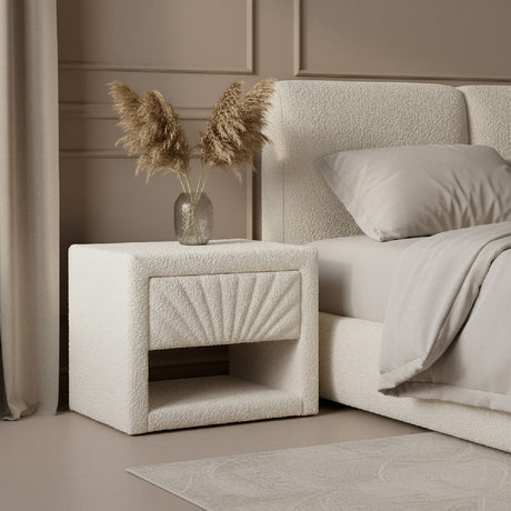 White Fabric 1-Drawer Nightstand | OROA Modern Barris | Oroa.com