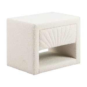 White Fabric 1-Drawer Nightstand | OROA Modern Barris | Oroa.com
