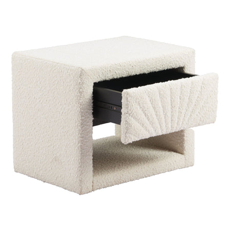 White Fabric 1-Drawer Nightstand | OROA Modern Barris | Oroa.com