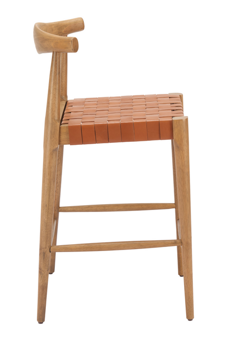 Tan Woven Leather Counter Stool | OROA Modern Bandani | Oroa.com