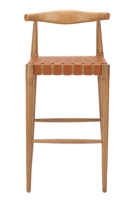 Tan Woven Leather Bar Stool | OROA Modern Bandani | Oroa.com