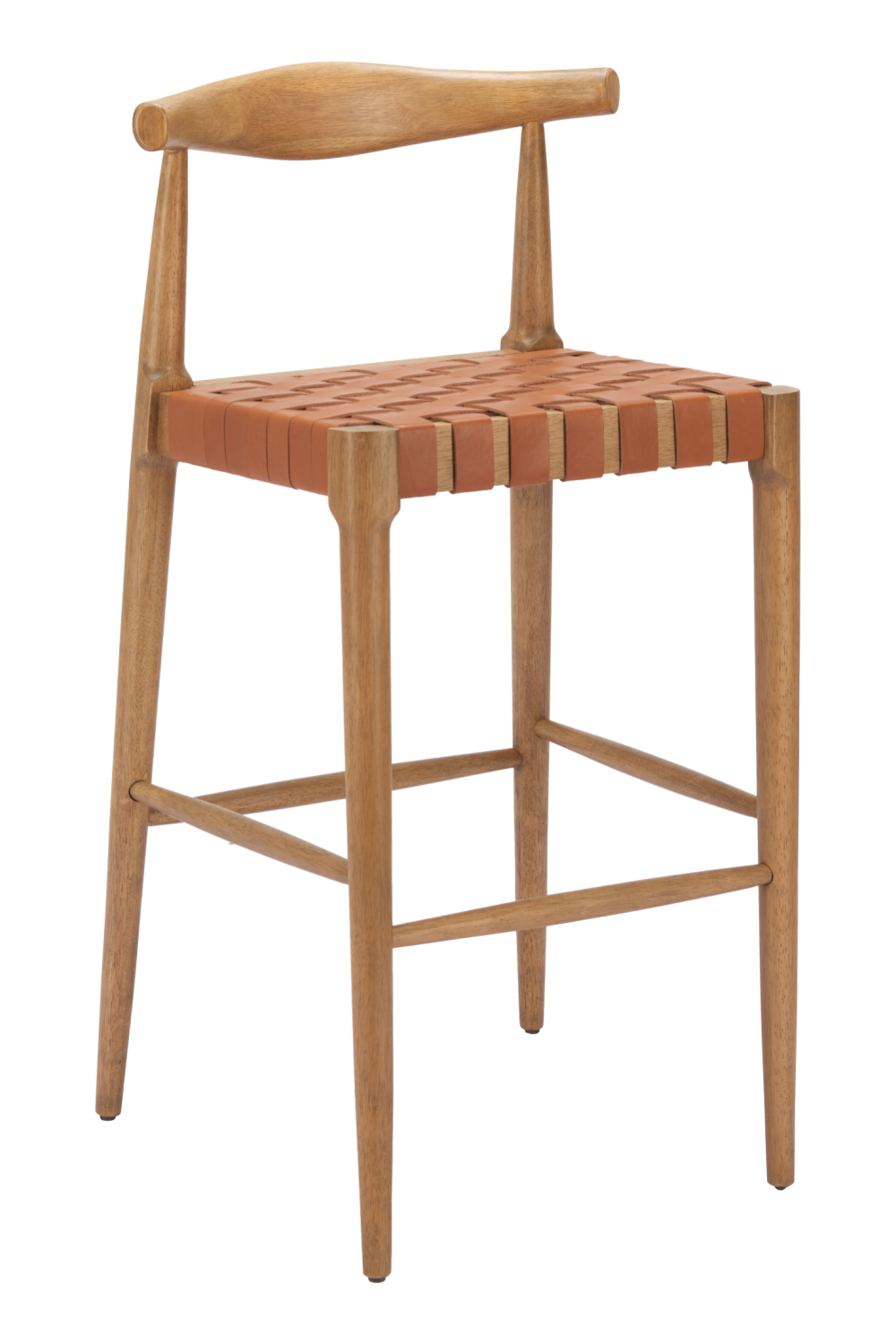 Tan Woven Leather Bar Stool | OROA Modern Bandani | Oroa.com