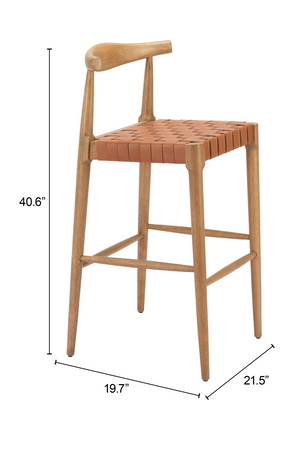 Tan Woven Leather Bar Stool | OROA Modern Bandani | Oroa.com