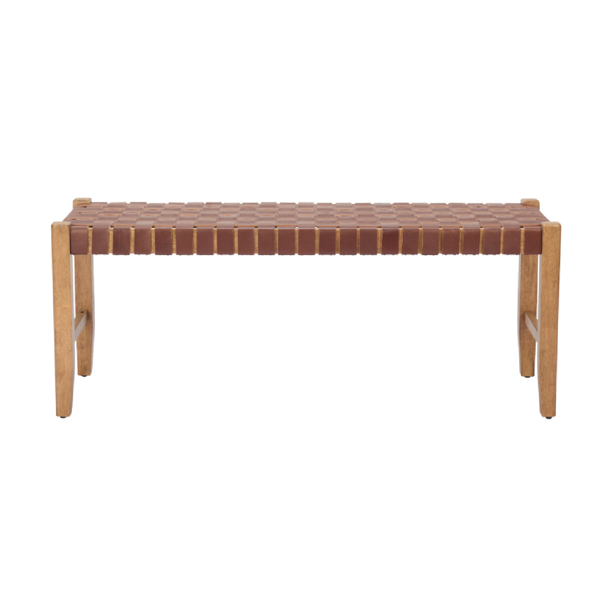   Brown Woven Leather Bench | Oroa.com