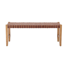 Brown Woven Leather Bench – Bandani – front view