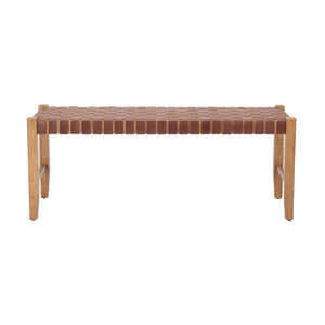   Brown Woven Leather Bench | Oroa.com