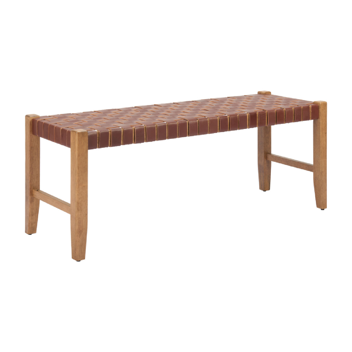   Brown Woven Leather Bench | Oroa.com