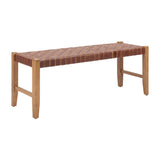 Brown Woven Leather Bench | OROA Modern Bandani