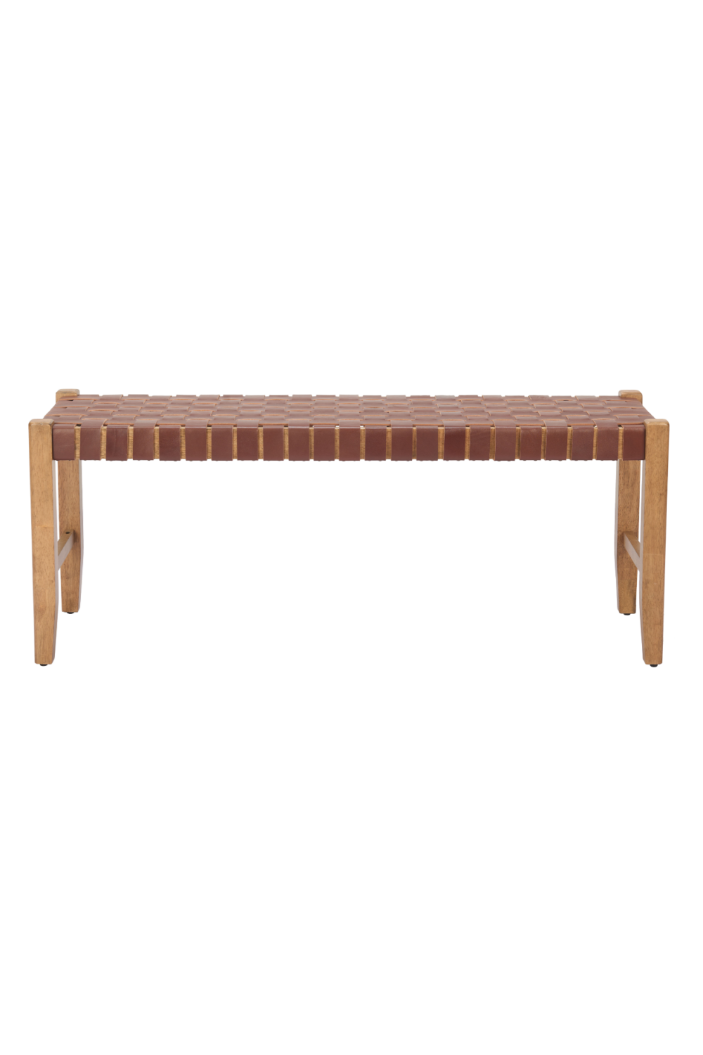 Brown Woven Leather Bench | OROA Modern Bandani | Oroa.com