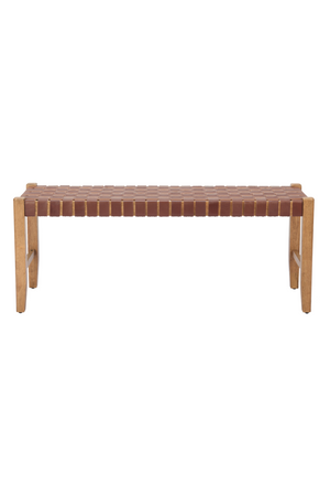 Brown Woven Leather Bench | OROA Modern Bandani | Oroa.com