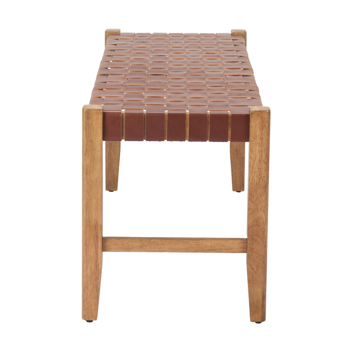   Brown Woven Leather Bench | Oroa.com