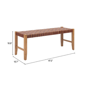   Brown Woven Leather Bench | Oroa.com
