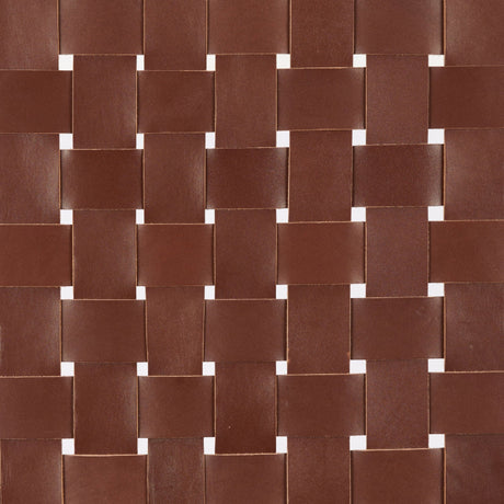Brown Woven Leather Bench | OROA Modern Bandani