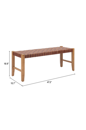 Brown Woven Leather Bench | OROA Modern Bandani | Oroa.com