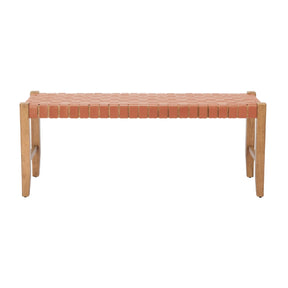 Tan Woven Leather Bench – Bandani – front view