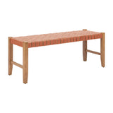 Tan Woven Leather Bench | OROA Modern Bandani