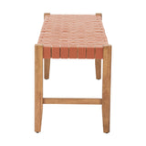 Tan Woven Leather Bench | OROA Modern Bandani