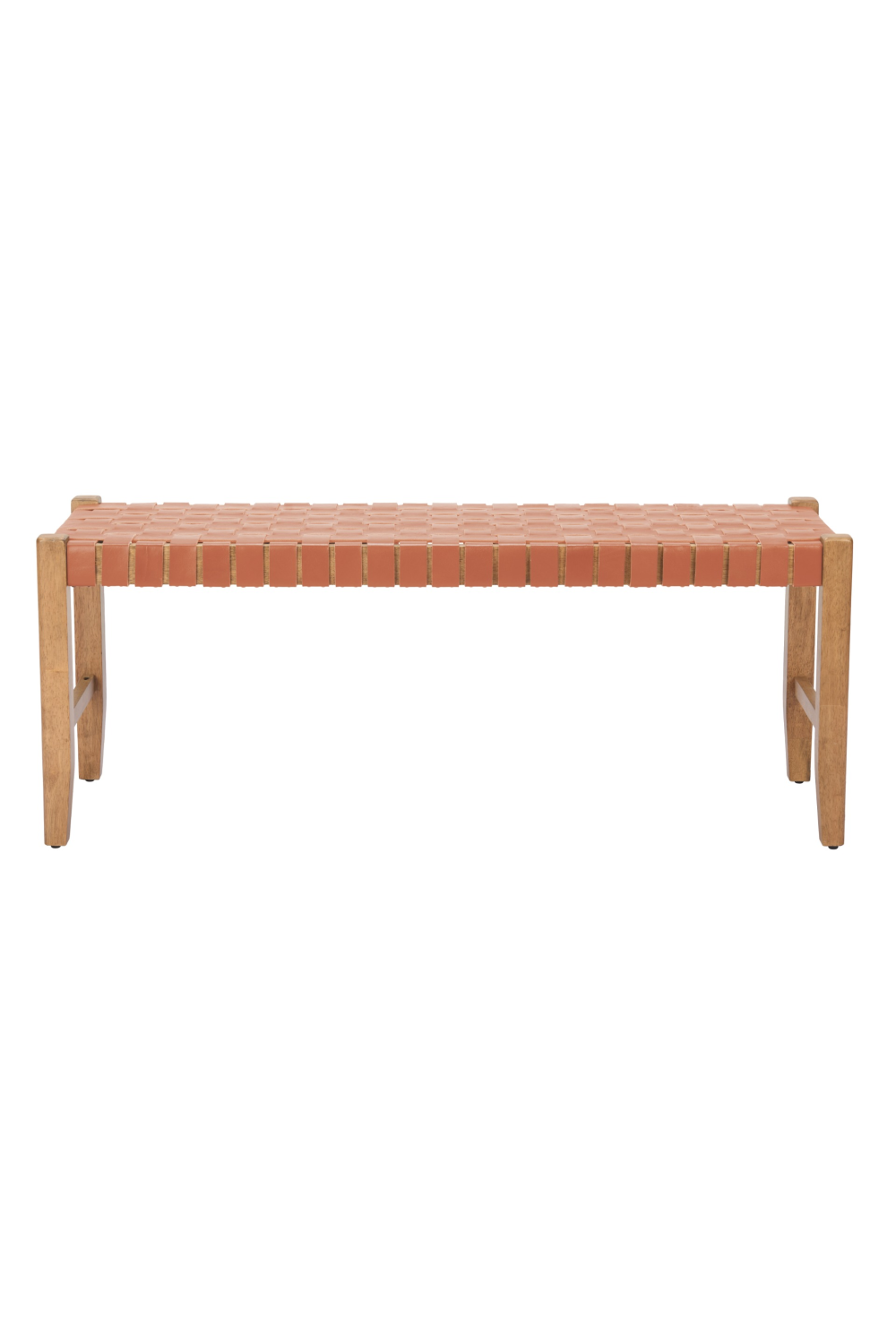Tan Woven Leather Bench | OROA Modern Bandani | Oroa.com