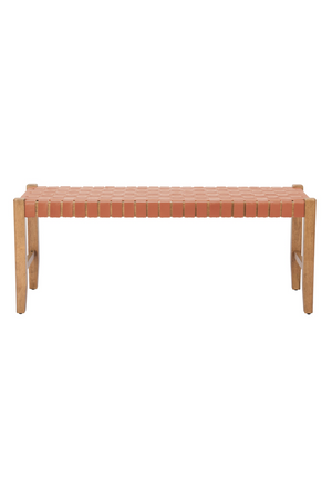 Tan Woven Leather Bench | OROA Modern Bandani | Oroa.com
